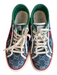 Gucci Shoe Size 39 Blue, Red & White Canvas Low Top Lace Up Monogram Shoes Blue, Red & White / 39