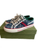 Gucci Shoe Size 39 Blue, Red & White Canvas Low Top Lace Up Monogram Shoes Blue, Red & White / 39