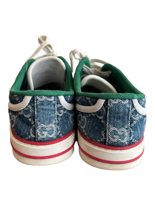 Gucci Shoe Size 39 Blue, Red & White Canvas Low Top Lace Up Monogram Shoes Blue, Red & White / 39
