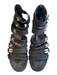 Chanel Shoe Size 40 Black Suede Silver Logo Interlocking CC Gladiator Shoes Black / 40
