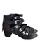 Chanel Shoe Size 40 Black Suede Silver Logo Interlocking CC Gladiator Shoes Black / 40