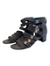 Chanel Shoe Size 40 Black Suede Silver Logo Interlocking CC Gladiator Shoes Black / 40
