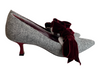 Manolo Blahnik Shoe Size 39.5 Gray & Burgundy Tweed Velvet Bow Pointed Toe Shoes Gray & Burgundy / 39.5