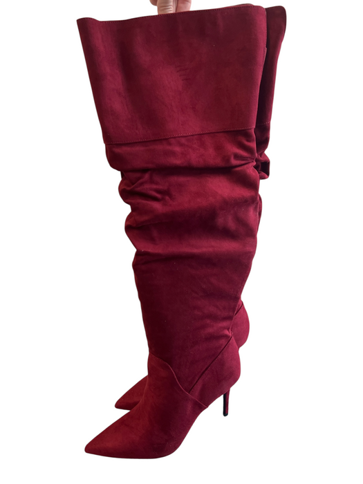 Jessica Simpson Shoe Size 10 Cranberry Faux Suede High Heel Ruched Boots Cranberry / 10