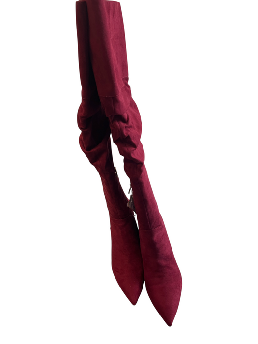 Jessica Simpson Shoe Size 10 Cranberry Faux Suede High Heel Ruched Boots Cranberry / 10