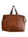 J Crew Brown Leather Contrast Stitch 2 handles Shoulder Strap Top Zip Bag Brown / XL