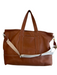 J Crew Brown Leather Contrast Stitch 2 handles Shoulder Strap Top Zip Bag Brown / XL