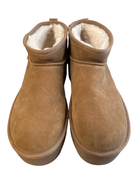 Ugg Shoe Size 9 Light Brown Suede Fleece Lined Platform Ankle High Booties Light Brown / 9