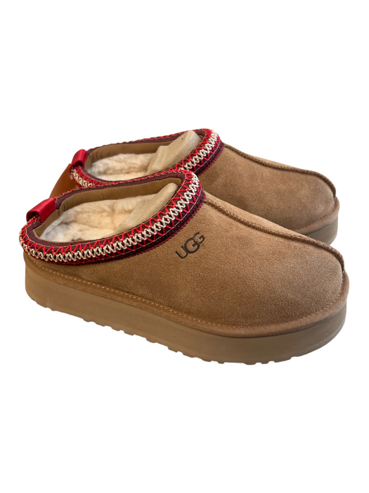 Ugg Shoe Size 9 Light Brown Suede Fleece Lined Orange Trim Low Back Booties Light Brown / 9