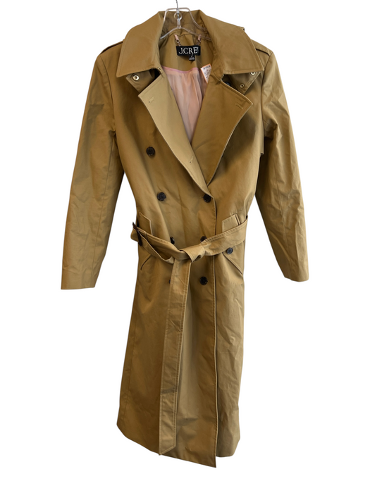 J Crew Mustard Cotton Double Breast Belt Attachable Hood Ankle Length Trenchcoat Mustard / 4