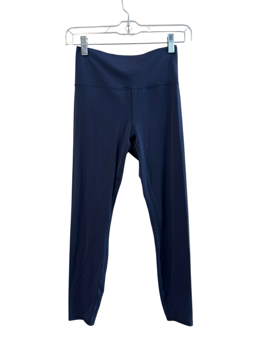 Vuori Size Small Navy Recycled Polyamide Wide Waist Band Ankle Length Leggings Navy / Small