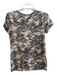 L'agence Size Large Cream & Navy Rayon Blend Short Sleeve Safari Print Top Cream & Navy / Large