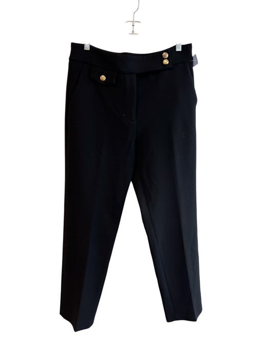 Veronica Beard Size 6 Black Polyester Blend Gold Buttons Zip Fly Tapered Pants Black / 6