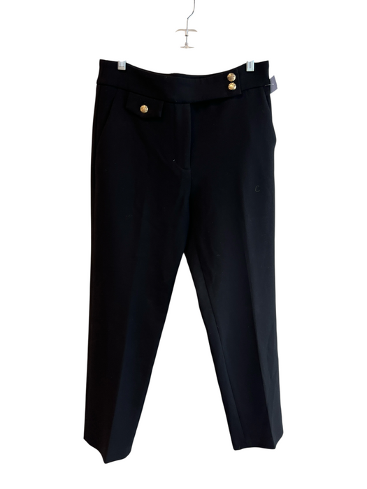 Veronica Beard Size 6 Black Polyester Blend Gold Buttons Zip Fly Tapered Pants Black / 6