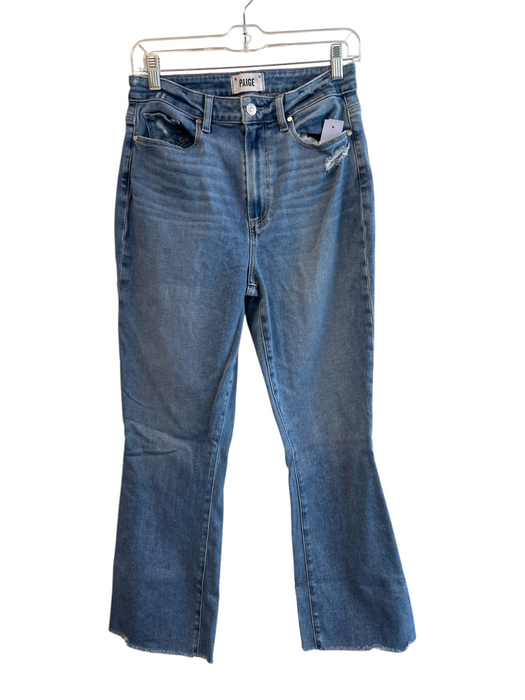 Paige Size 30 Light Wash Cotton Blend 5 Pocket Zip Fly High Waist Flare Jeans Light Wash / 30