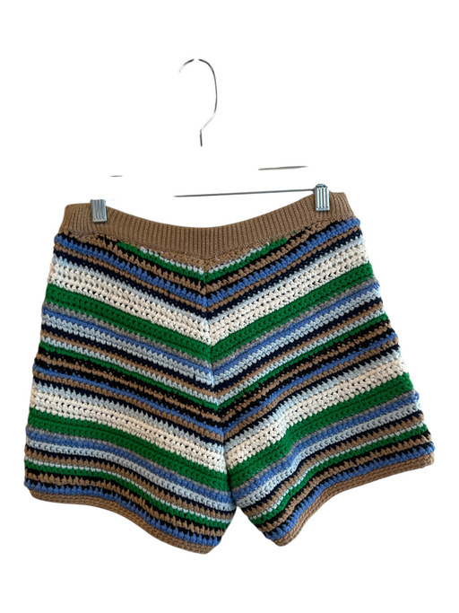 Frame Size Small Blue & Multi Cotton Blend Knit Striped Pull On Shorts Blue & Multi / Small