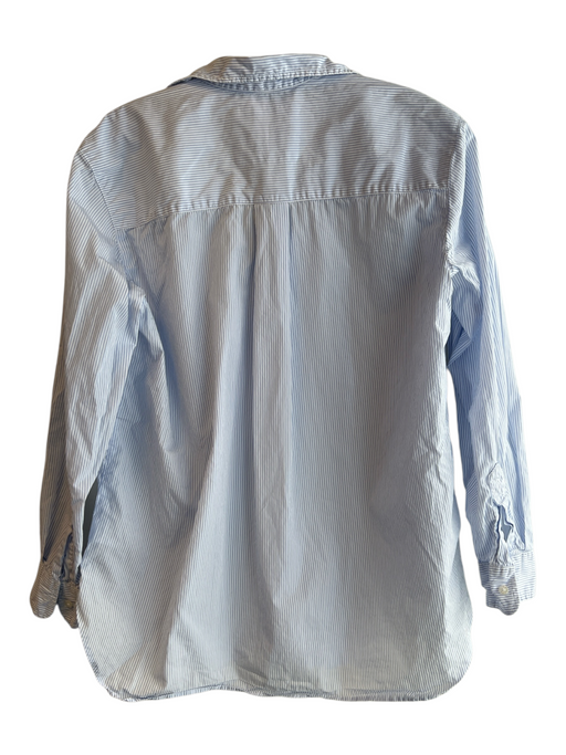 Frank & Eileen Size XS Blue & White Cotton Striped Button Down Collared Top Blue & White / XS