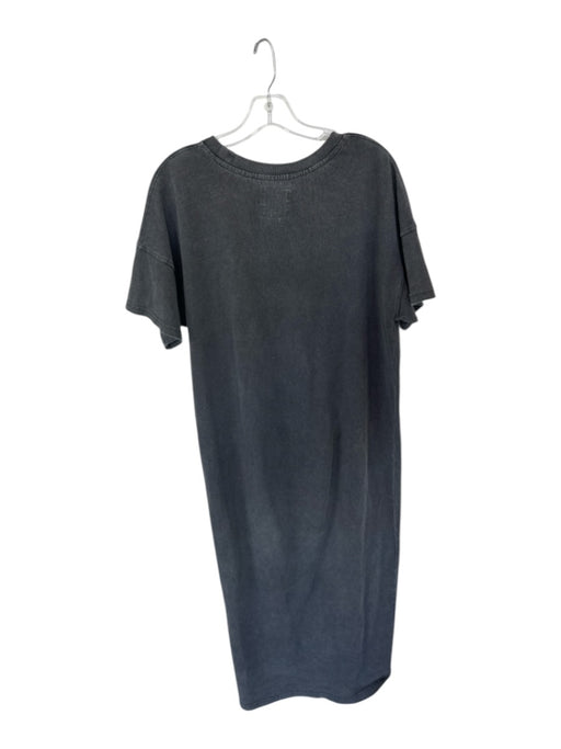 Le Bon Shoppe Size L Charcoal Cotton Maxi Short Sleeve slit Dress Charcoal / L