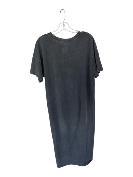 Le Bon Shoppe Size L Charcoal Cotton Maxi Short Sleeve slit Dress Charcoal / L