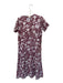 Lekha Size L Maroon & White Button Up Floral Short Sleeve Dress Maroon & White / L
