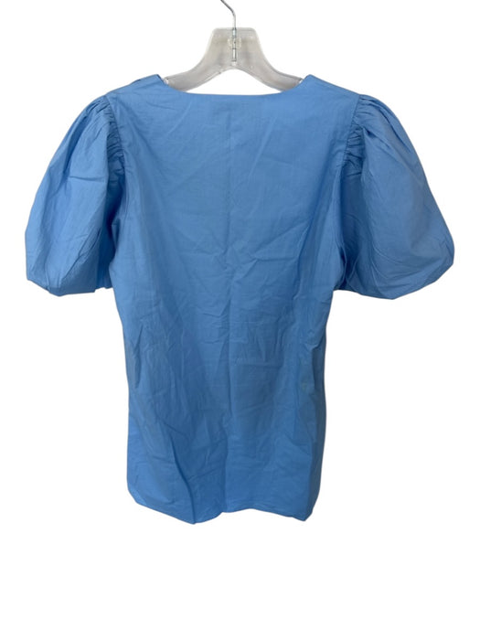 Anna Cate Size S Sky Blue Cotton Short Balloon Sleeve V Neck Dress Sky Blue / S