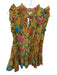 Pink Chicken Size XS Green & Red Cotton Flutter Sleeves Flowers Buttons Dress Green & Red / XS