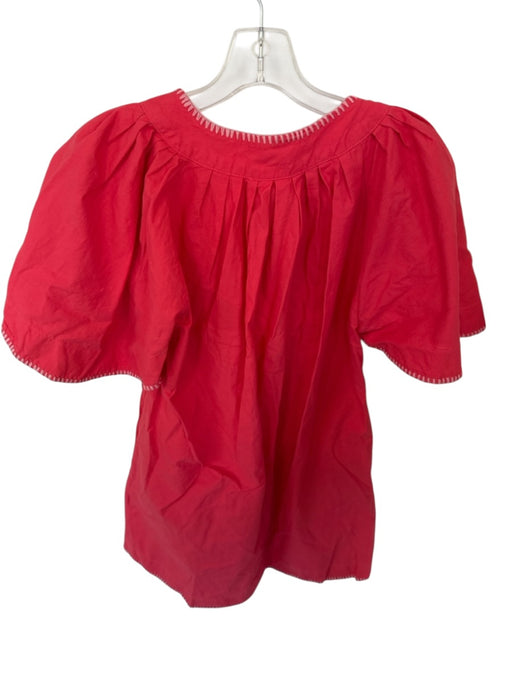 Pomander Place Size S Coral Pink Cotton Short Sleeve Stitching Detail Dress Coral Pink / S