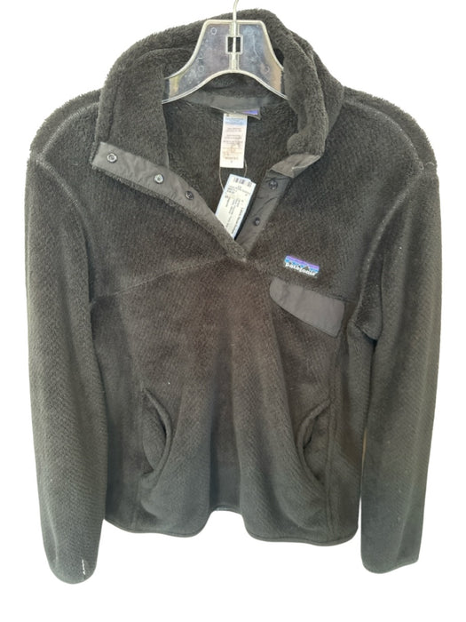 Patagonia Size S Black Polyester Fuzzy Snap buttons Athletic Jacket Black / S