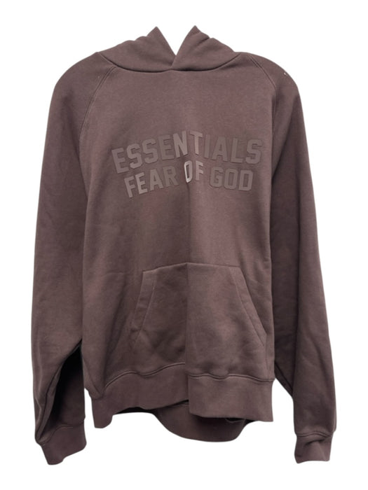 Essentials Brown Cotton Solid Hoodie Men's Hoodie Brown / S