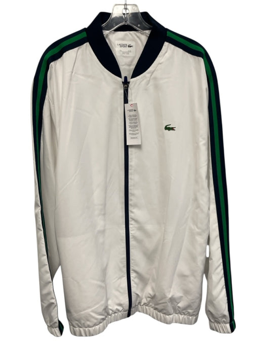 Lacoste NWT Size 4XL White & Navy Synthetic Solid Zip UP Athleisure Men's Jacket White & Navy / 4XL