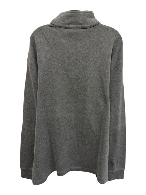 Polo Size XXL Dark Gray Cotton Solid Quarter Zip Men's Long Sleeve Shirt Dark Gray / XXL