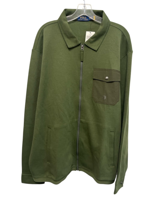 Polo NWT Size XXL Olive Green Cotton Blend Solid Sweatshirt Zip Up Men's Jacket Olive Green / XXL