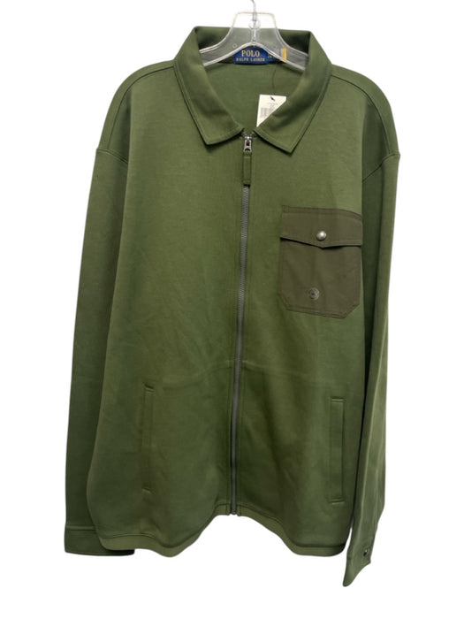 Polo NWT Size XXL Olive Green Cotton Blend Solid Sweatshirt Zip Up Men's Jacket Olive Green / XXL