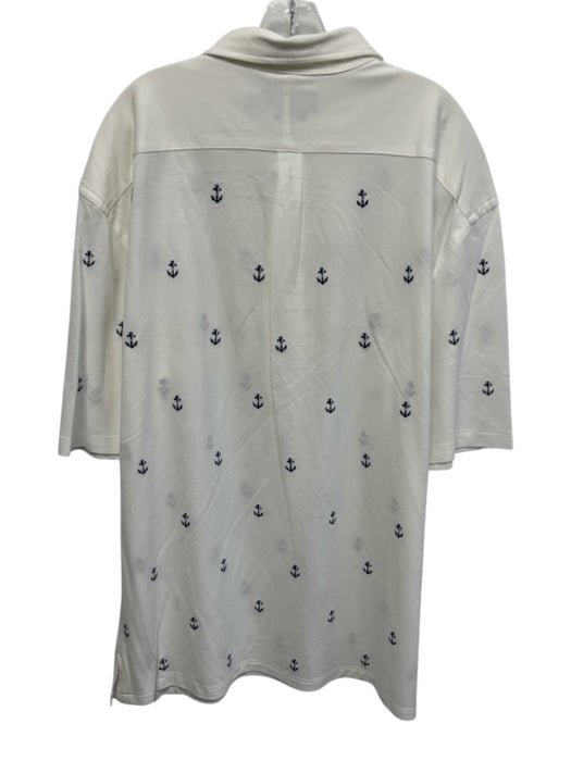 Polo NWOT Size 2XLT White & Blue Cotton Anchors Polo Men's Short Sleeve White & Blue / 2XLT