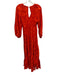 Farm Rio Size XXS Red Orange Viscose Long Sleeve Reflective Floral Dress Red Orange / XXS