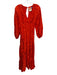 Farm Rio Size XXS Red Orange Viscose Long Sleeve Reflective Floral Dress Red Orange / XXS