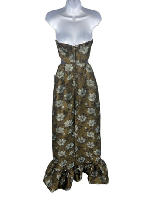 Lulus Size XS Olive & Multi Polyester Sleeveless Floral Cut Out Midi Dress Olive & Multi / XS