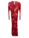 yllw Size XS Pink, Orange, Yellow Polyester Long Sleeve Sheer Gathered Dress Pink, Orange, Yellow / XS