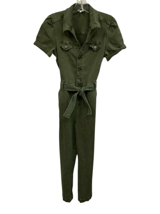 Paige Size 2 Green Cotton & Rayon Tie Belt Jumpsuit Green / 2
