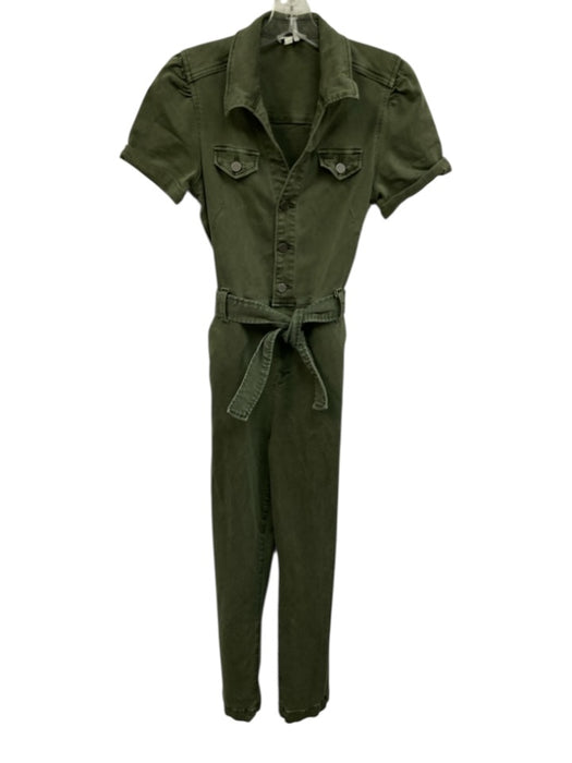 Paige Size 2 Green Cotton & Rayon Tie Belt Jumpsuit Green / 2