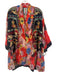 Johnny Was Size L Red & Multi Silk 3/4 Sleeve Floral Patchwork Midi Kimono Red & Multi / L