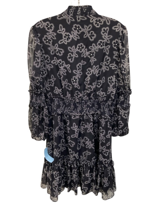 Likely Size 6 Black & White Polyester Long Balloon Sleeve Abstract Floral Dress Black & White / 6