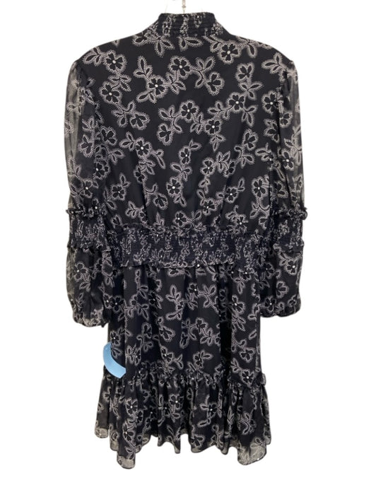 Likely Size 6 Black & White Polyester Long Balloon Sleeve Abstract Floral Dress Black & White / 6