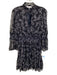 Likely Size 6 Black & White Polyester Long Balloon Sleeve Abstract Floral Dress Black & White / 6