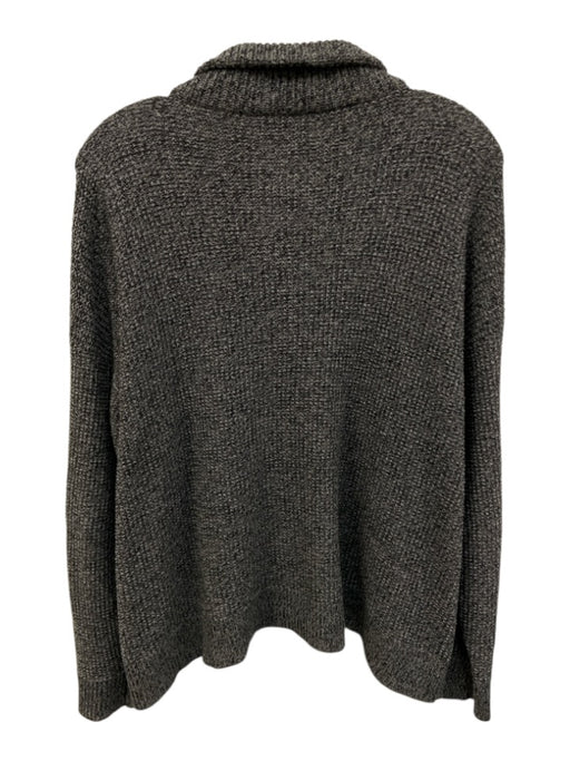 Eileen Fisher Size L Gray & Black Cotton Chunky Knit Folded Collar Cardigan Gray & Black / L