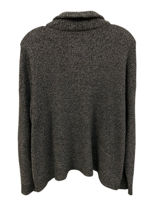 Eileen Fisher Size L Gray & Black Cotton Chunky Knit Folded Collar Cardigan Gray & Black / L