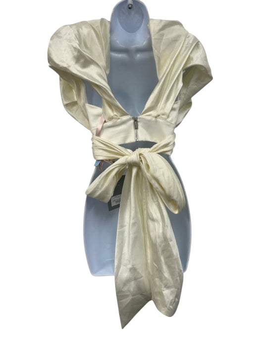 House of CB Size S Ivory White Polyester Off Shoulder Rouched Deep V Top Ivory White / S