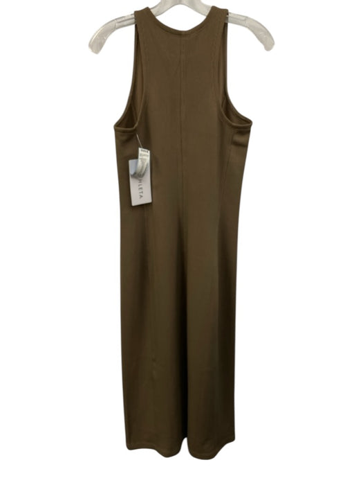 Athleta Size S Brown Polyester Blend Sleeveless Ribbed Midi Tank Dress Dress Brown / S