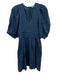 United Colors of Benetton Size S Navy Blue Linen Half Balloon Sleeve Mini Dress Navy Blue / S