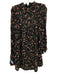 Ganni Size 38 Black & Multi Viscose Long Sleeve Floral high neck Mini Dress Black & Multi / 38